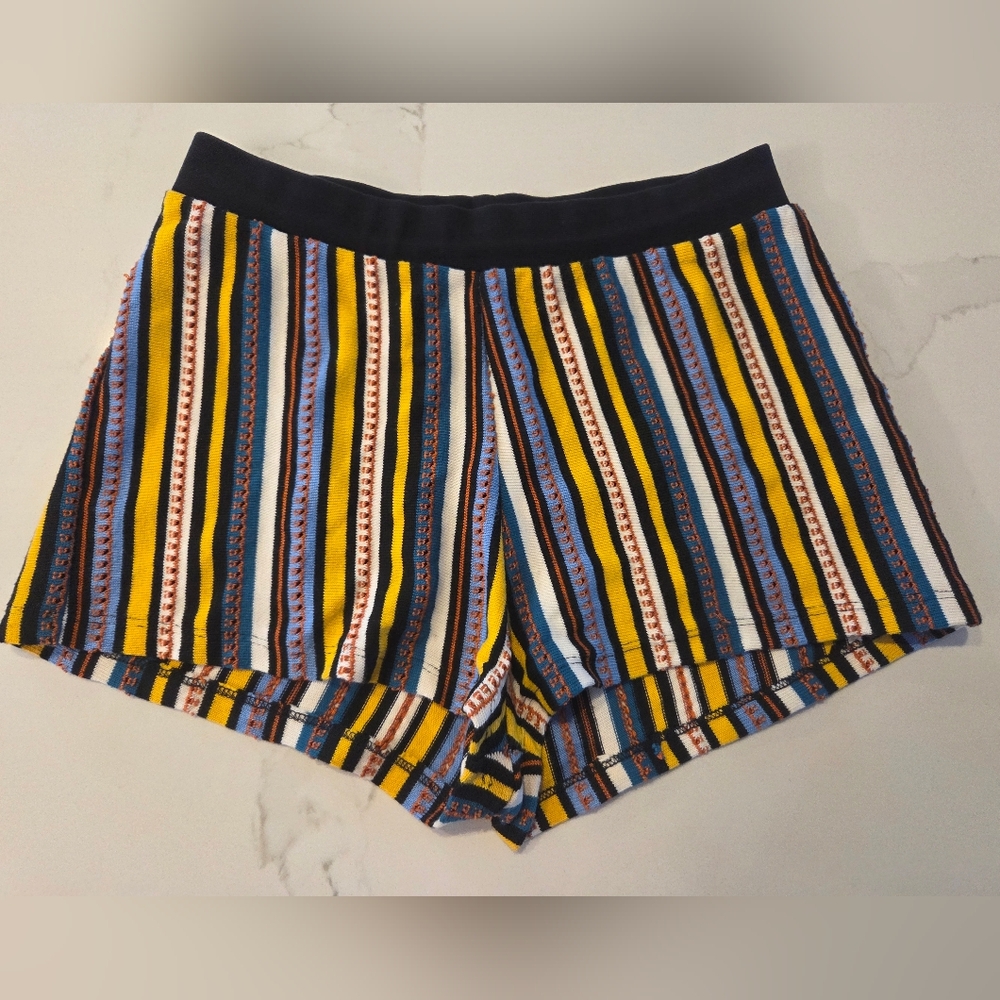 Zara Mixed Knit/Crochet Multicolor Striped Mini Shorts